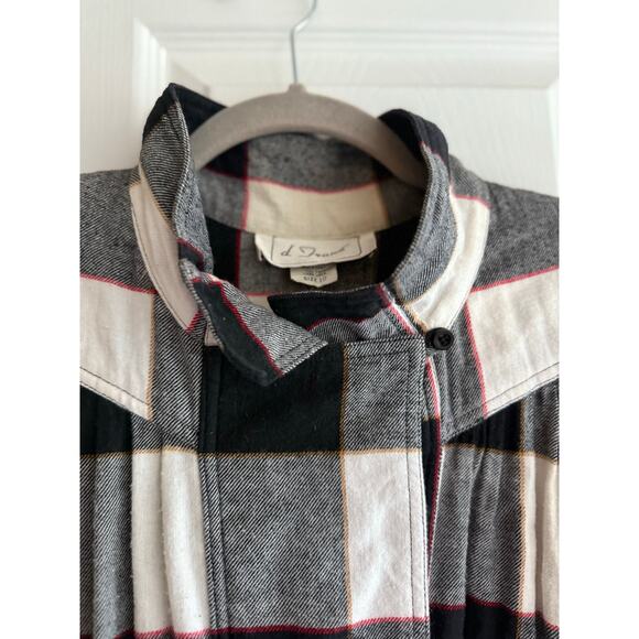 Vintage d.Frank Black and White Plaid 100% Cotton Midi Dress Size 10 - Picture 4 of 9